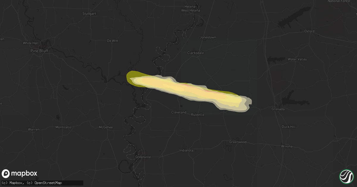 Hail map in Mound Bayou, MS on April 3, 2015