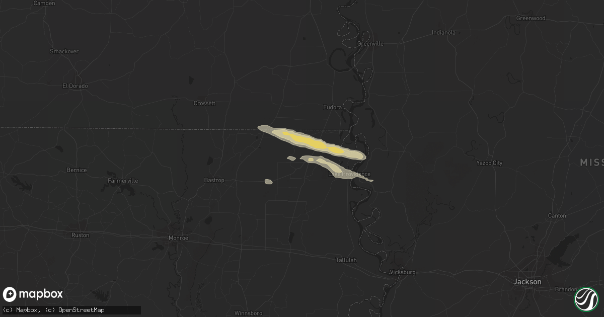 Hail map in Oak Grove, LA on April 3, 2015