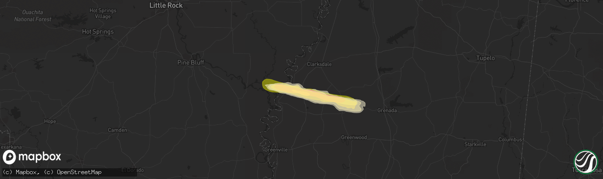 Hail map in Shelby, MS on April 3, 2015