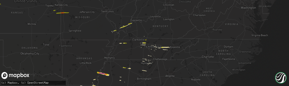 Hail map on April 3, 2015