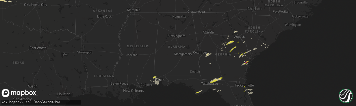 Hail map in Alabama on April 3, 2017