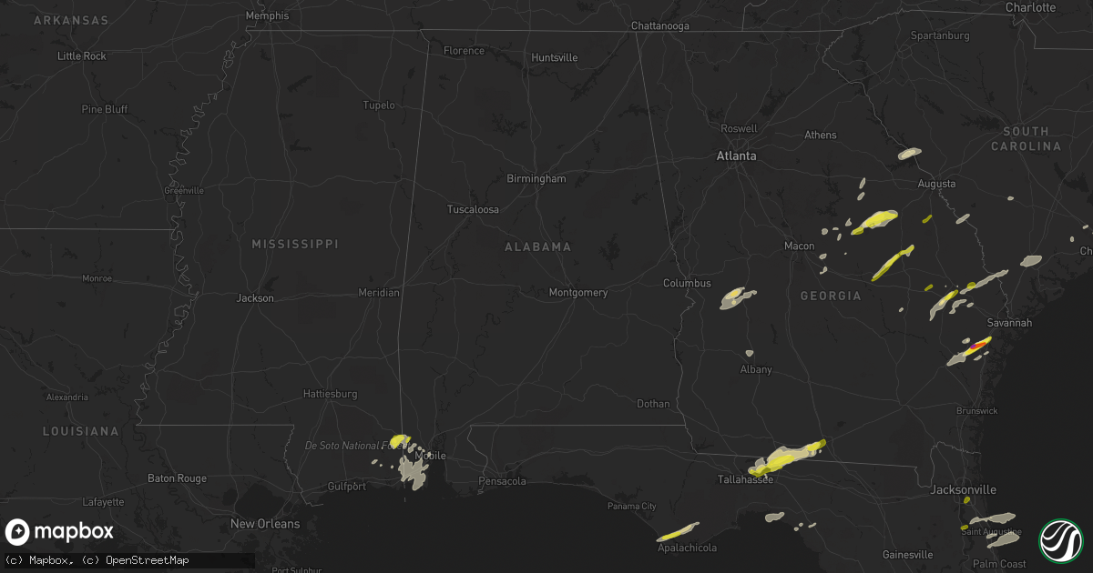 Hail map in Alabama on April 3, 2017
