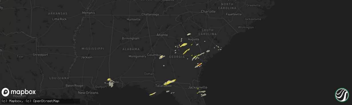 Hail map in Georgia on April 3, 2017