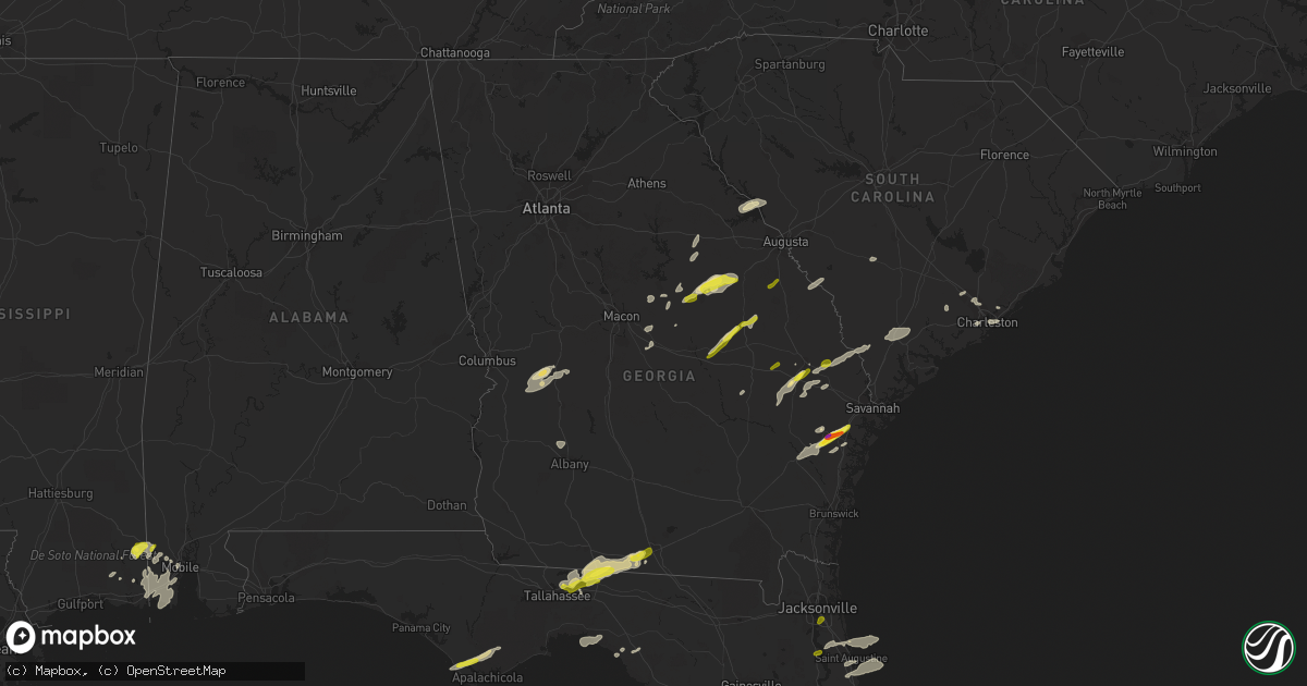 Hail map in Georgia on April 3, 2017