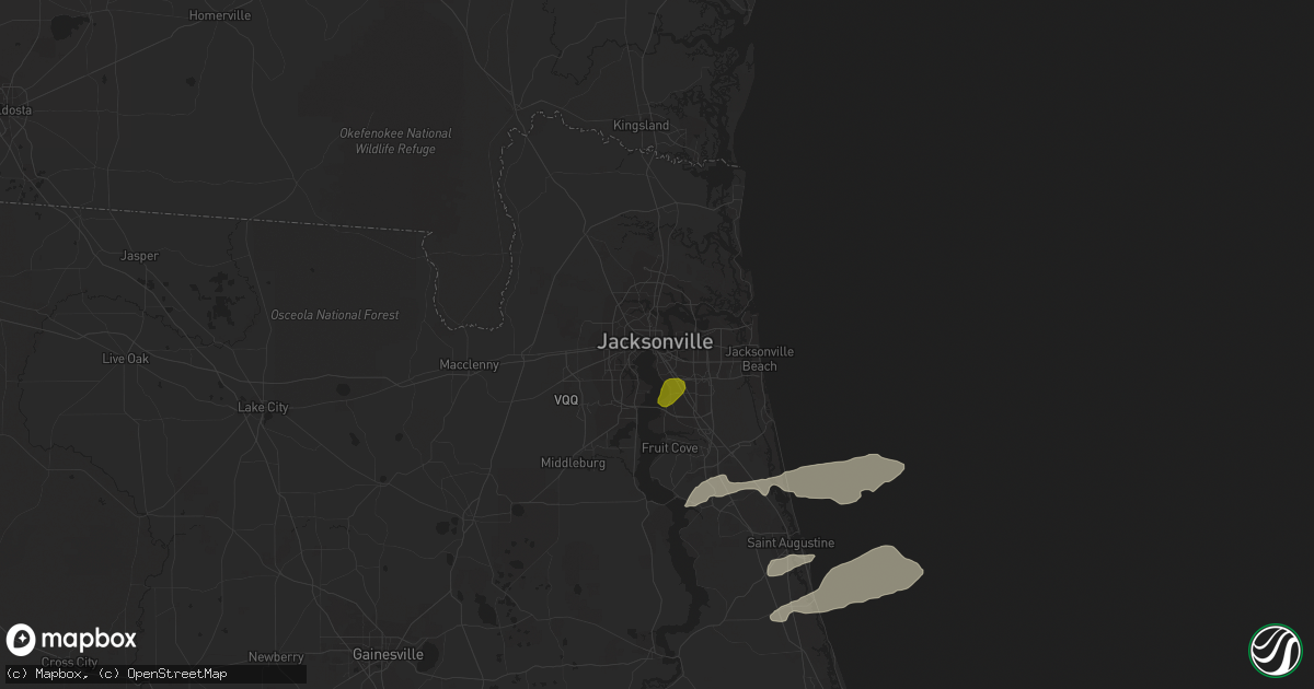 Hail map in Jacksonville, FL on April 3, 2017