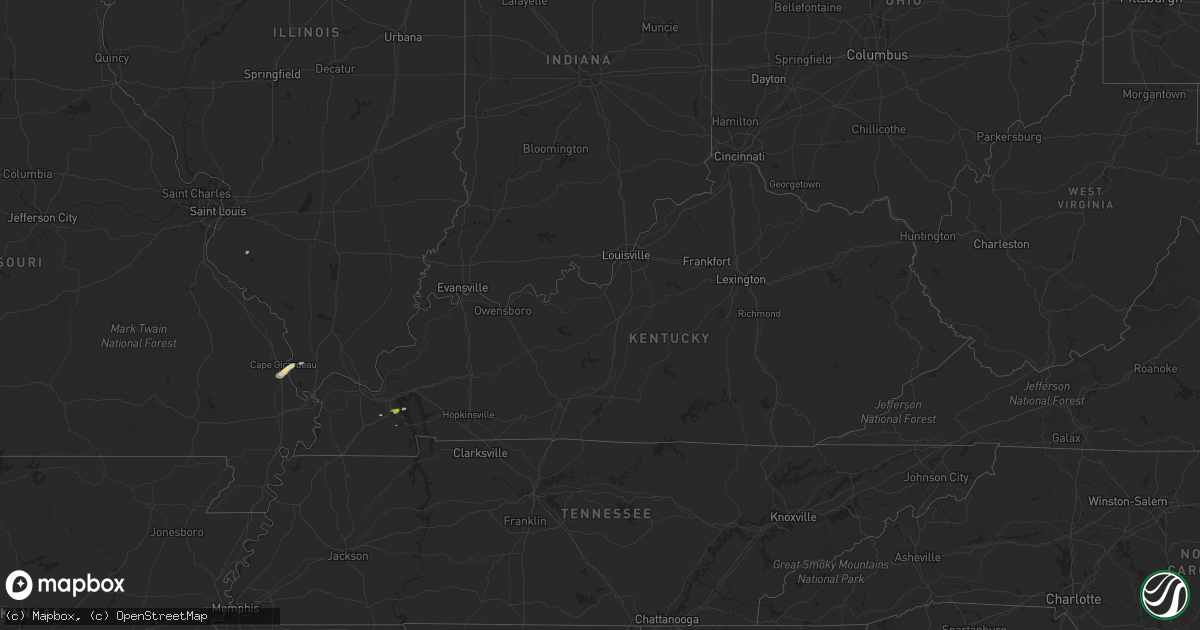 Hail map in Kentucky on April 3, 2017