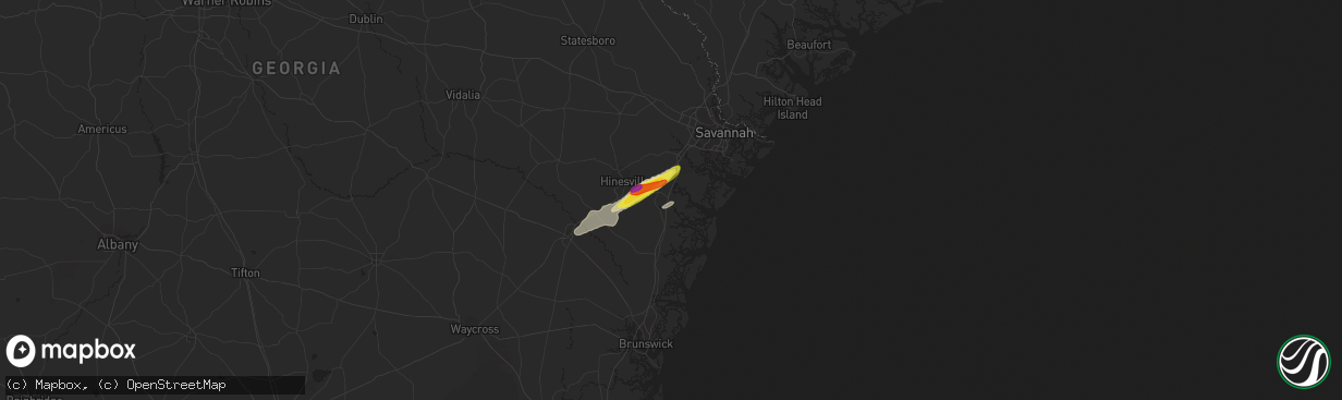 Hail map in Midway, GA on April 3, 2017