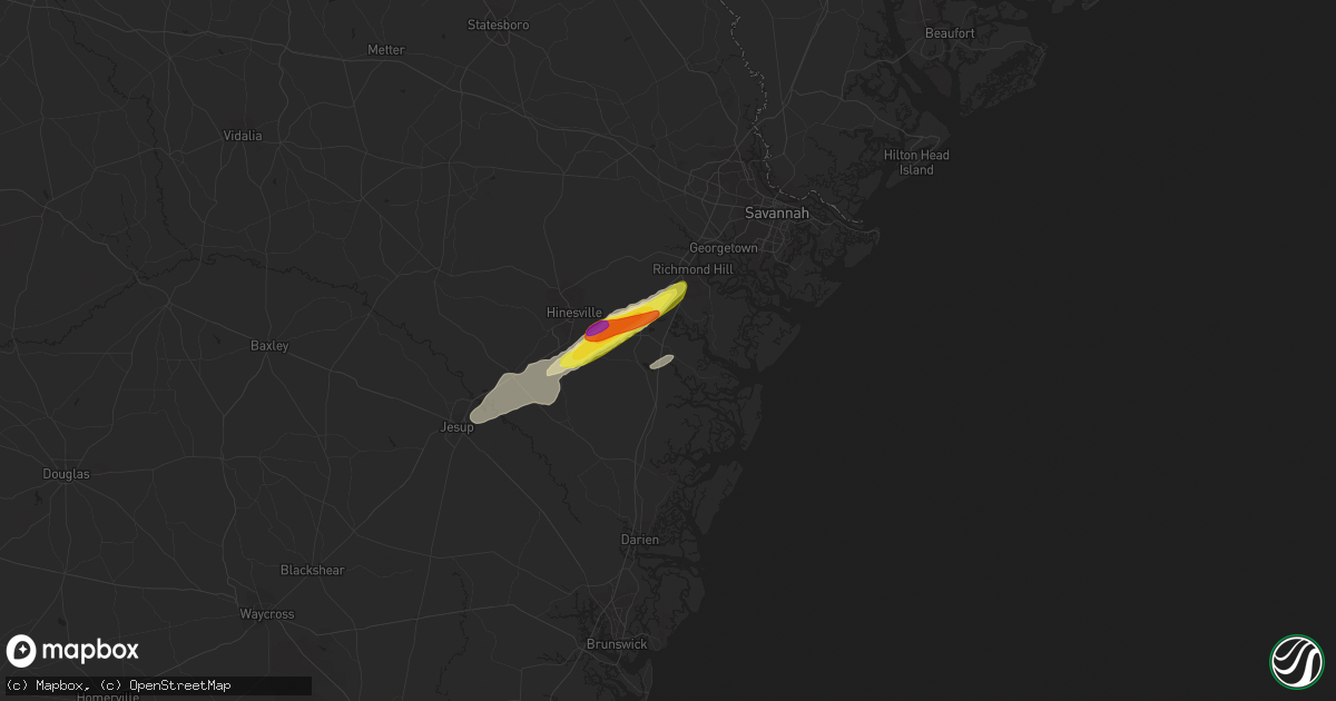 Hail map in Midway, GA on April 3, 2017