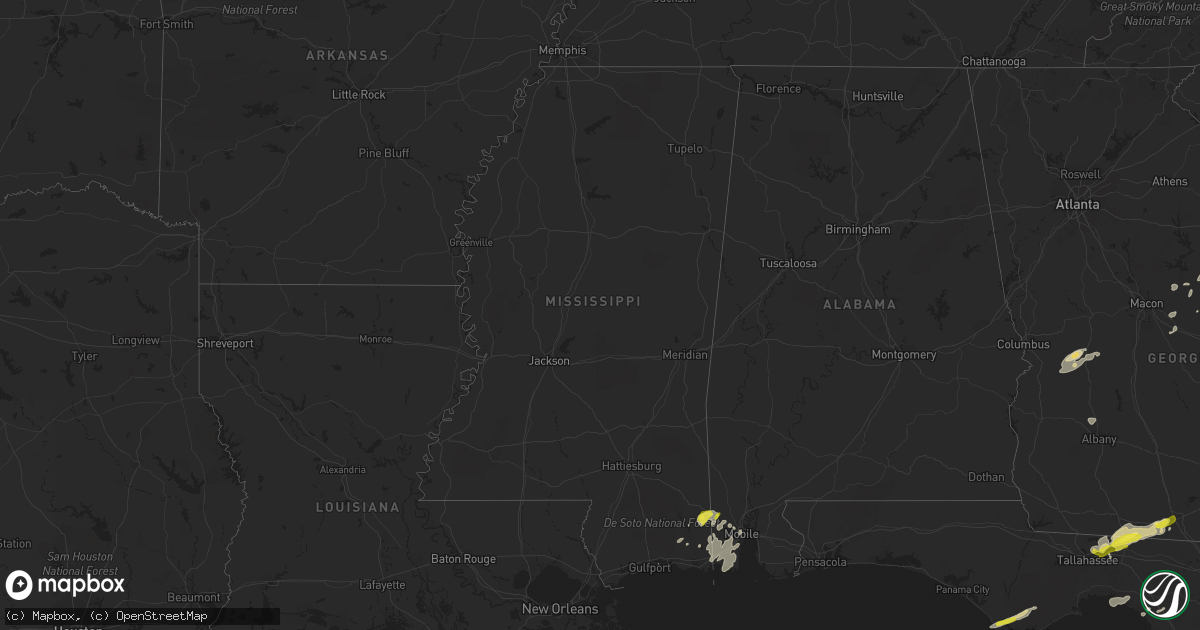 Hail map in Mississippi on April 3, 2017