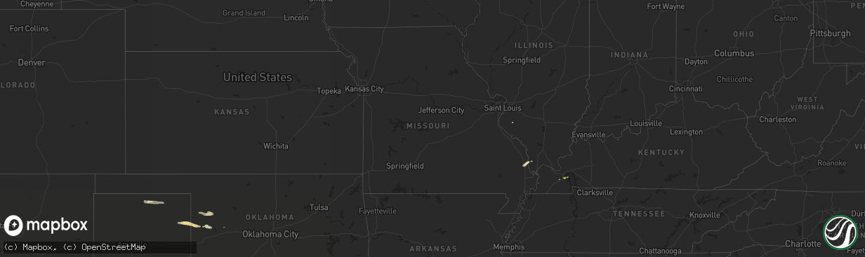 Hail map in Missouri on April 3, 2017