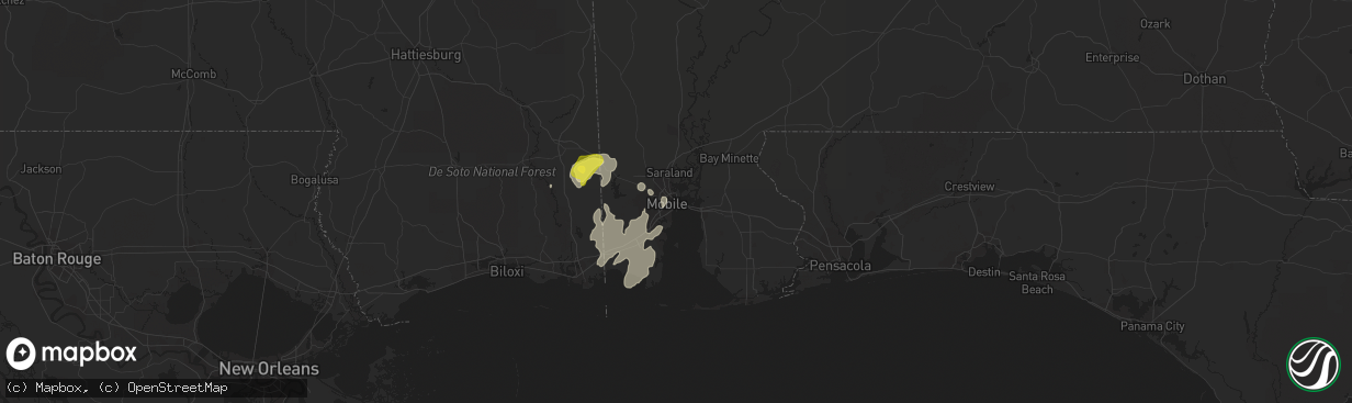 Hail map in Mobile, AL on April 3, 2017