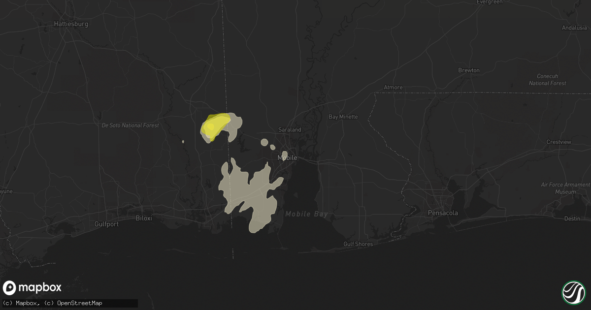 Hail map in Mobile, AL on April 3, 2017