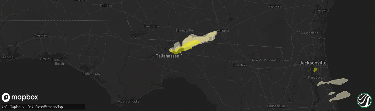 Hail map in Monticello, FL on April 3, 2017