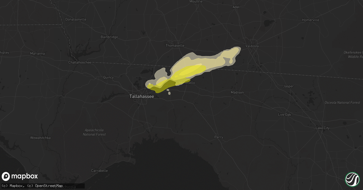 Hail map in Monticello, FL on April 3, 2017