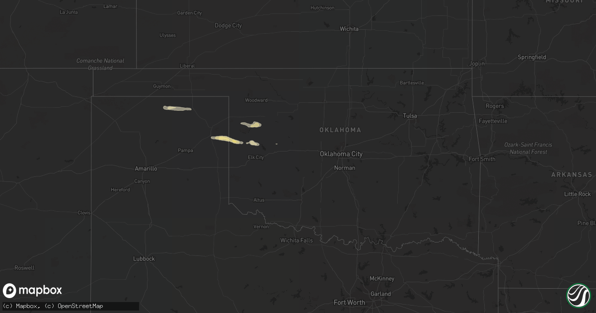 Hail map in Oklahoma on April 3, 2017