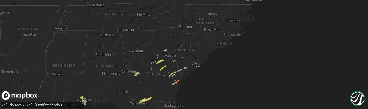 Hail map in South Carolina on April 3, 2017