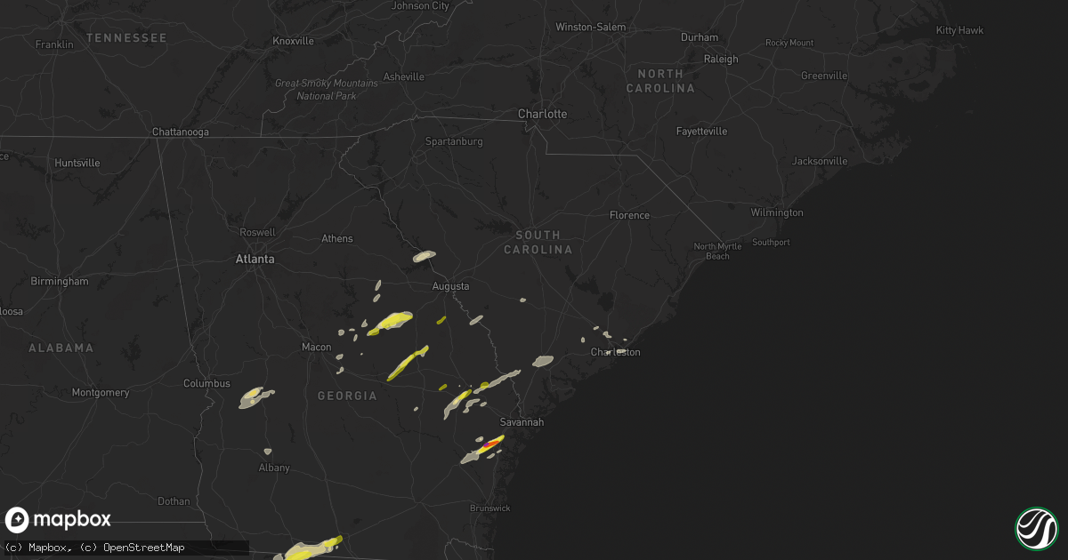 Hail map in South Carolina on April 3, 2017