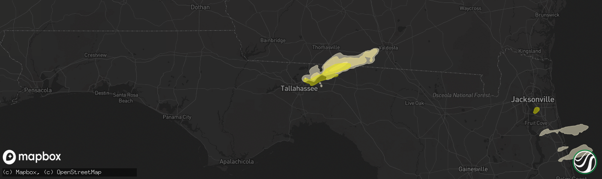 Hail map in Tallahassee, FL on April 3, 2017