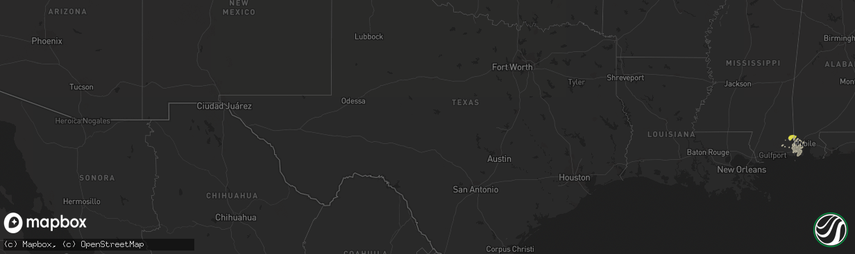 Hail map in Texas on April 3, 2017