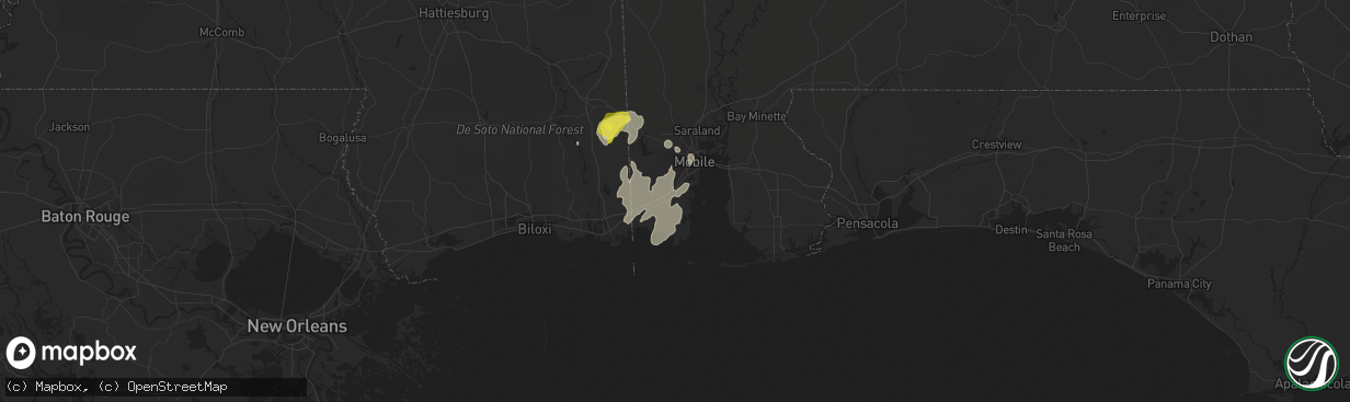 Hail map in Theodore, AL on April 3, 2017