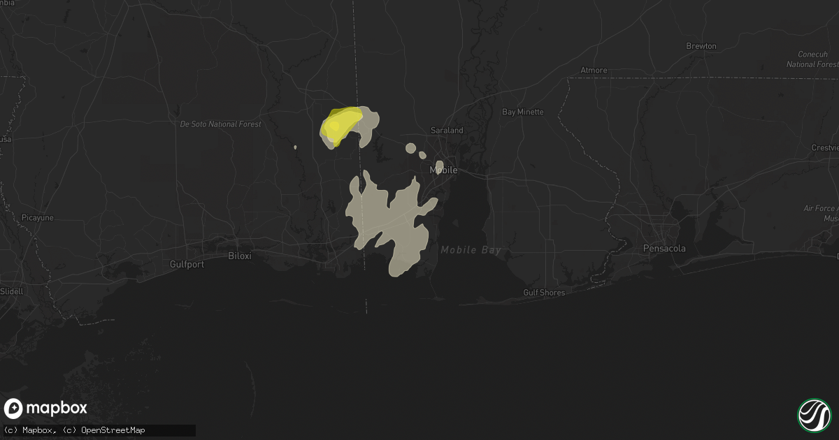 Hail map in Theodore, AL on April 3, 2017