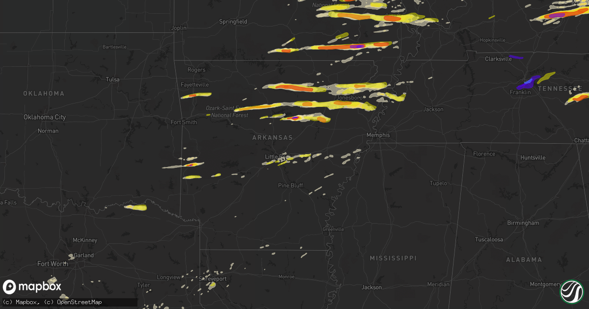 Hail map in Arkansas on April 3, 2018