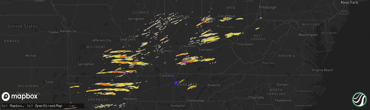 Hail map in Kentucky on April 3, 2018