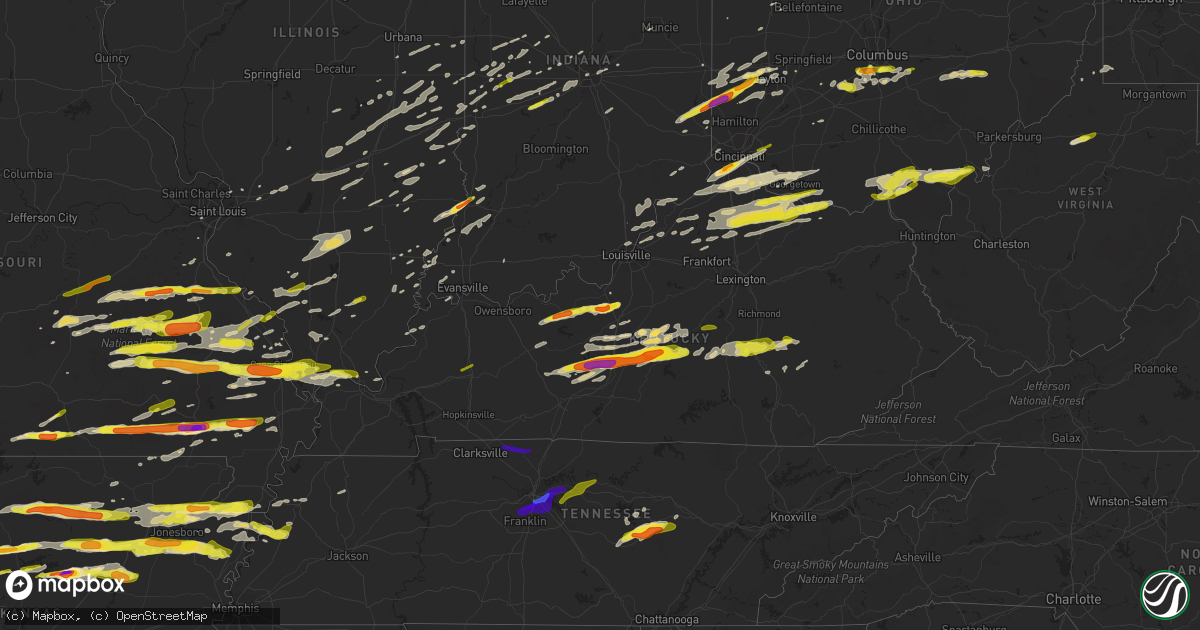 Hail map in Kentucky on April 3, 2018