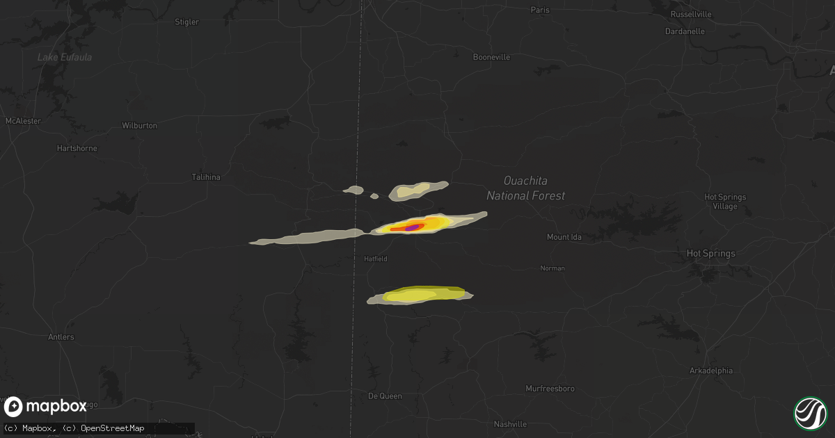 Hail map in Mena, AR on April 3, 2018
