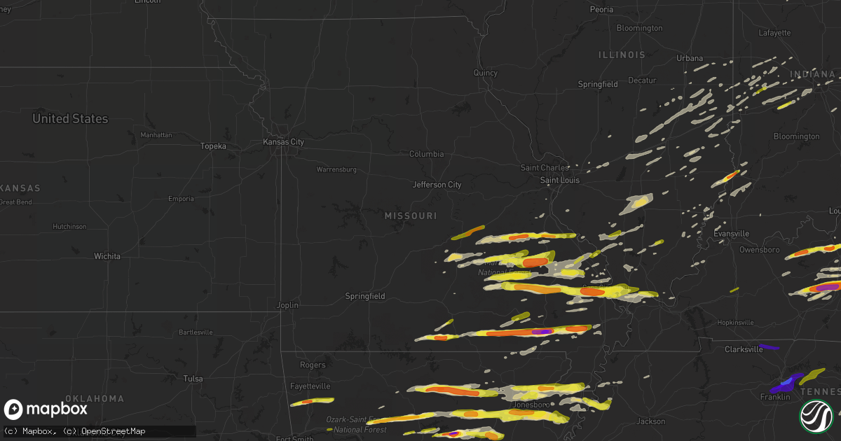 Hail map in Missouri on April 3, 2018