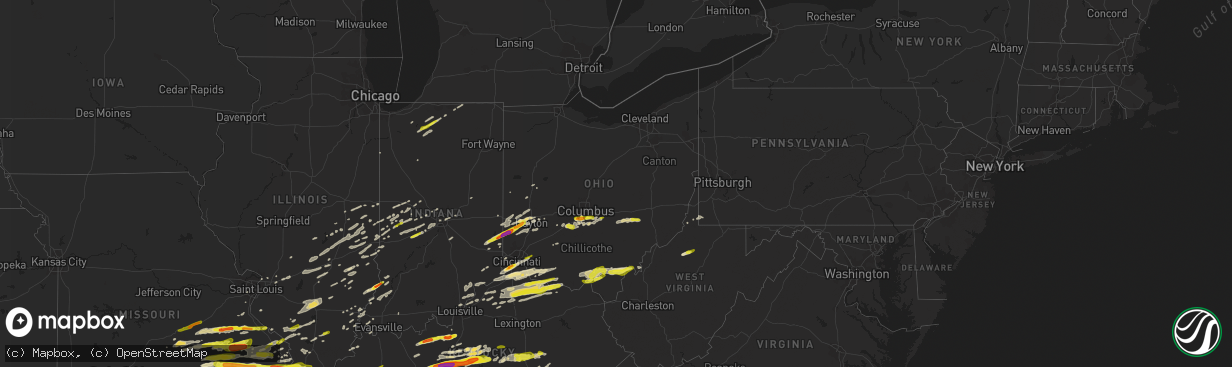 Hail map in Ohio on April 3, 2018