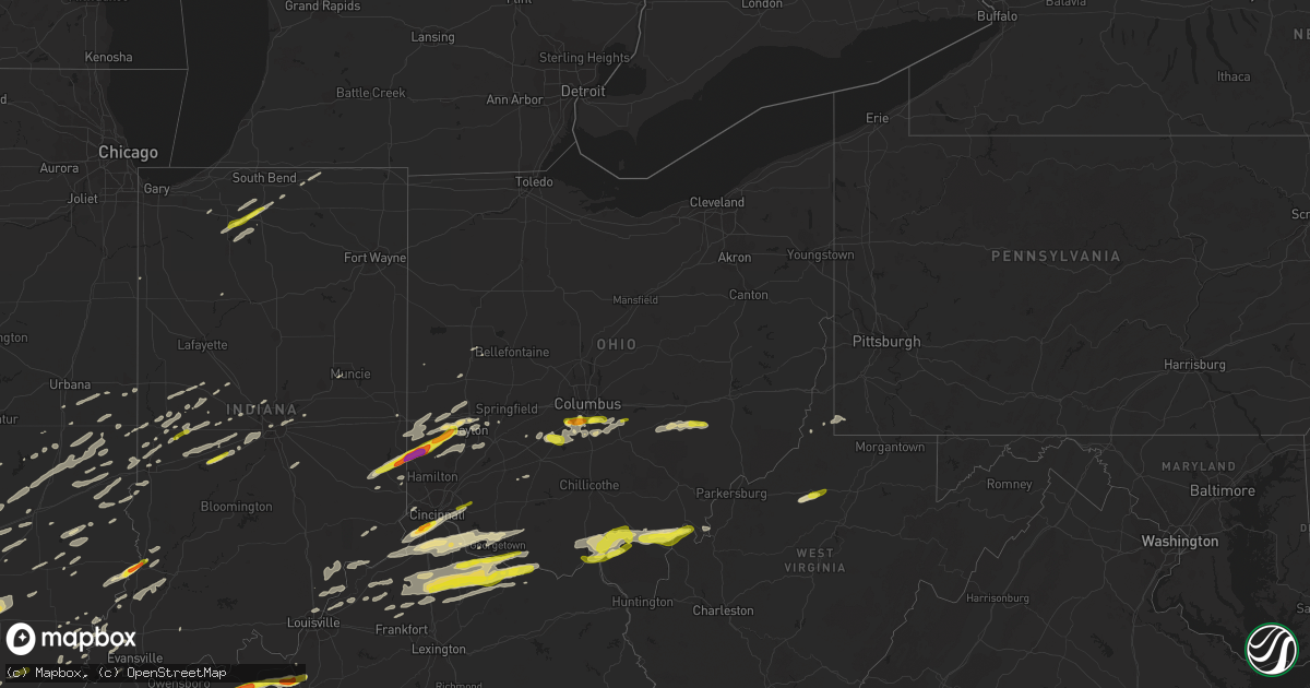 Hail map in Ohio on April 3, 2018