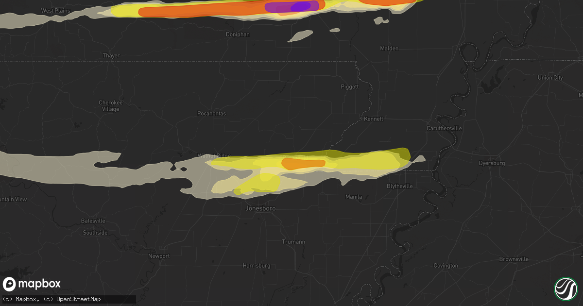 Hail map in Paragould, AR on April 3, 2018
