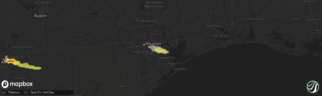 Hail map in Pasadena, TX on April 3, 2018