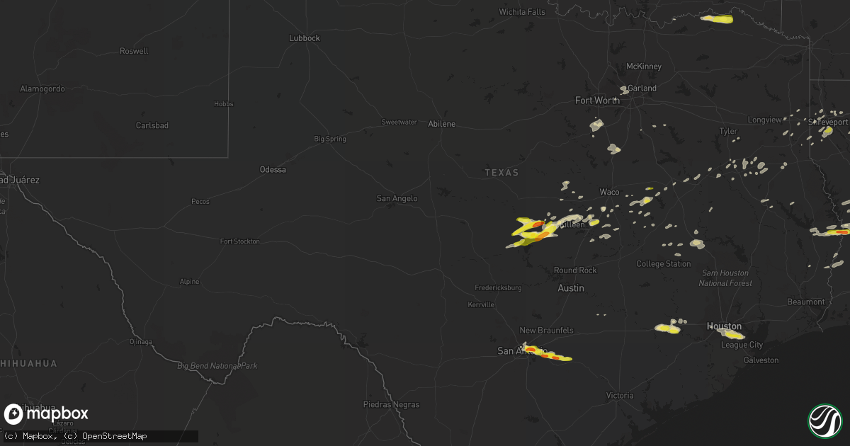 Hail map in Texas on April 3, 2018