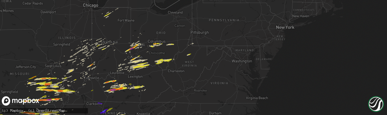 Hail map in West Virginia on April 3, 2018