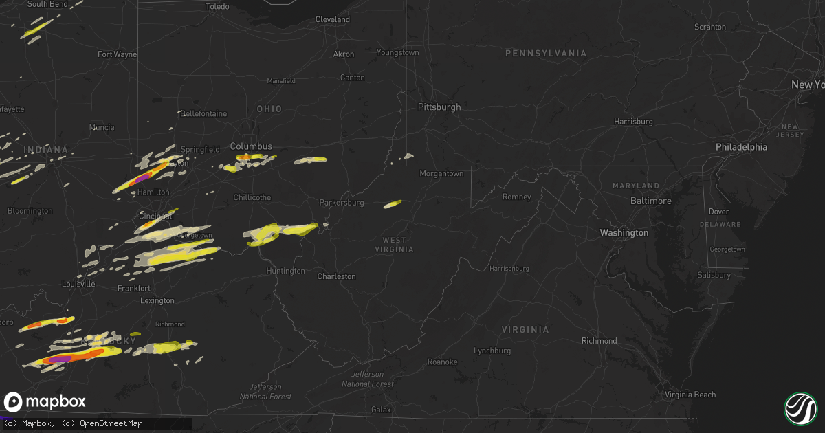 Hail map in West Virginia on April 3, 2018