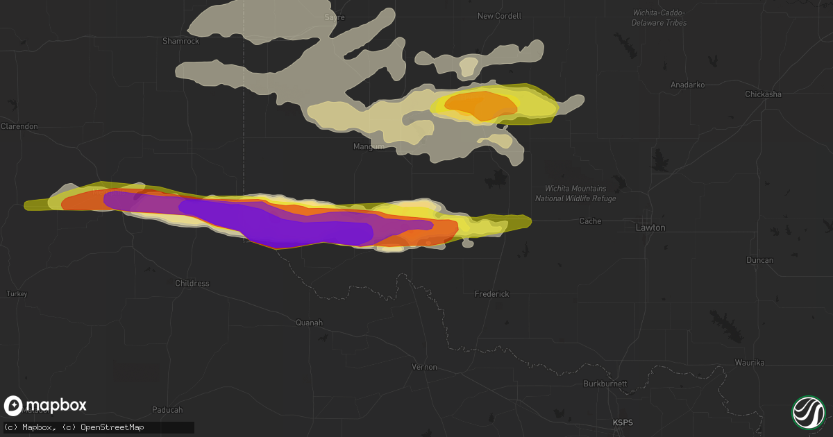 Hail map in Altus, OK on April 3, 2019