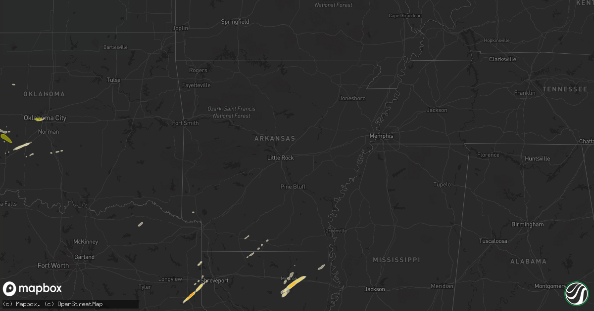 Hail map in Arkansas on April 3, 2019