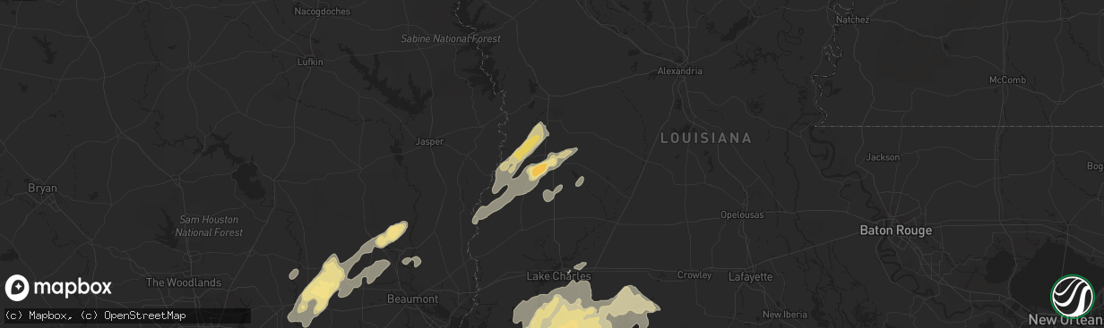 Hail map in Deridder, LA on April 3, 2019