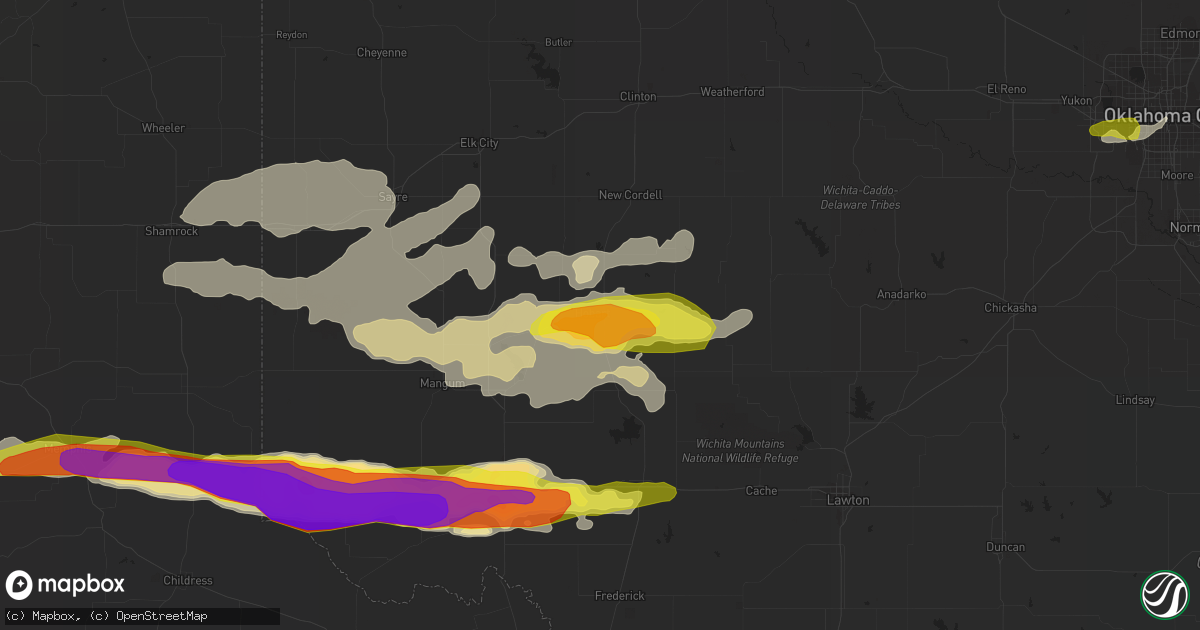 Hail map in Hobart, OK on April 3, 2019