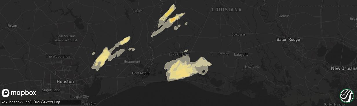 Hail map in Lake Charles, LA on April 3, 2019