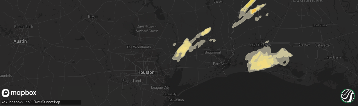 Hail map in Liberty, TX on April 3, 2019