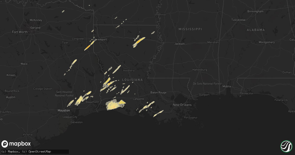 Hail map in Louisiana on April 3, 2019