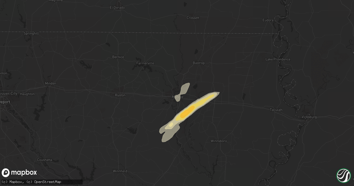 Hail map in Monroe, LA on April 3, 2019