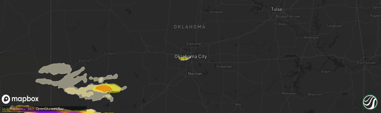 Hail map in Oklahoma City, OK on April 3, 2019