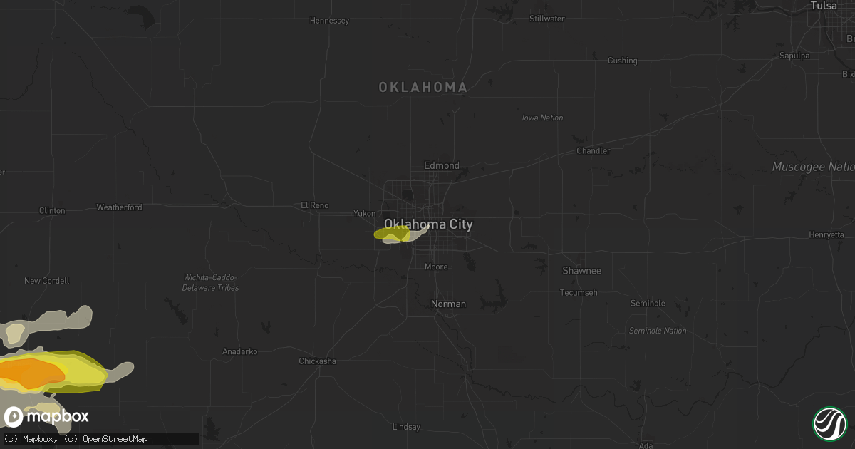 Hail map in Oklahoma City, OK on April 3, 2019