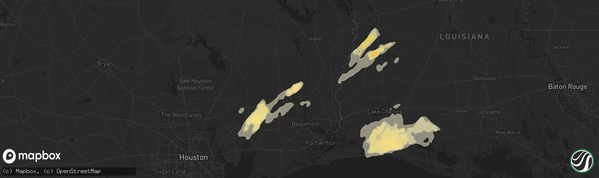 Hail map in Silsbee, TX on April 3, 2019