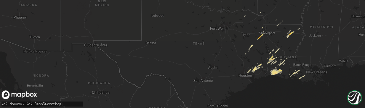 Hail map in Texas on April 3, 2019