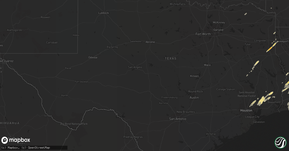 Hail map in Texas on April 3, 2019